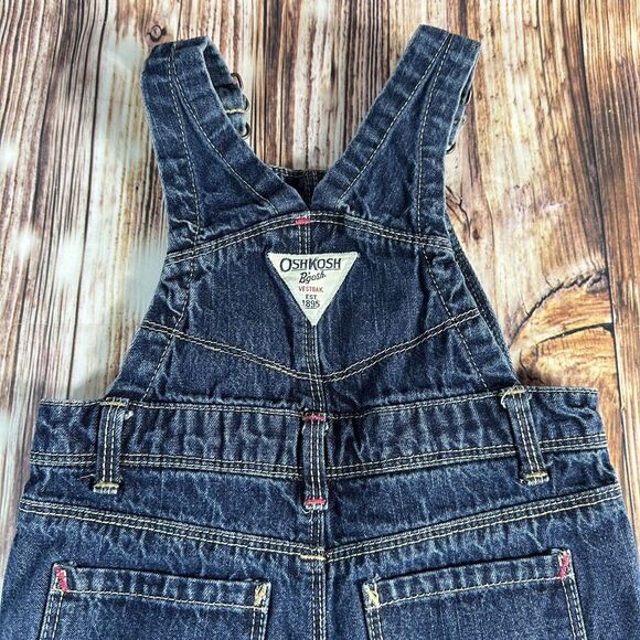 Osh Kosh B’gosh Girls Size 12 Months Jean Bib Denim Overalls Vestbak Pants Heart - Picture 4 of 5